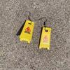 Funny Foldable Warning Sign Keychain "CAUTION WET FLOOR" Design Fashion Backpack Pendant for Bag Key Accessory