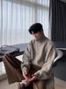 2025 Herrhöghalsad stickad tröja i koreansk stil - Höst/Vinter Trendig lös passform Ulltopp