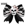 Halloween Jewelry Brooch Pin, Enamel Skull Bow Design Brooch, Style Snap-On Dark Pin Badge for Backpacks Collars Hats Holiday Decoration Durable