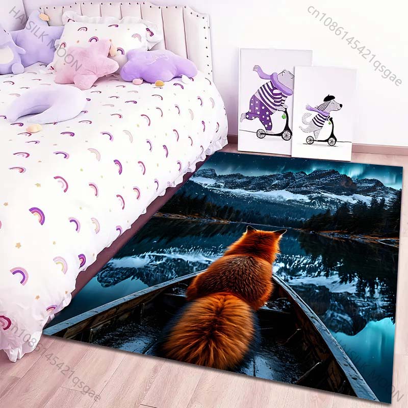 Snow Mountain Fox Carpet for Living Room Bedroom Bathroom Mat Creative Doormat Sofa Table Home Decor Area Rug Luxury Gift