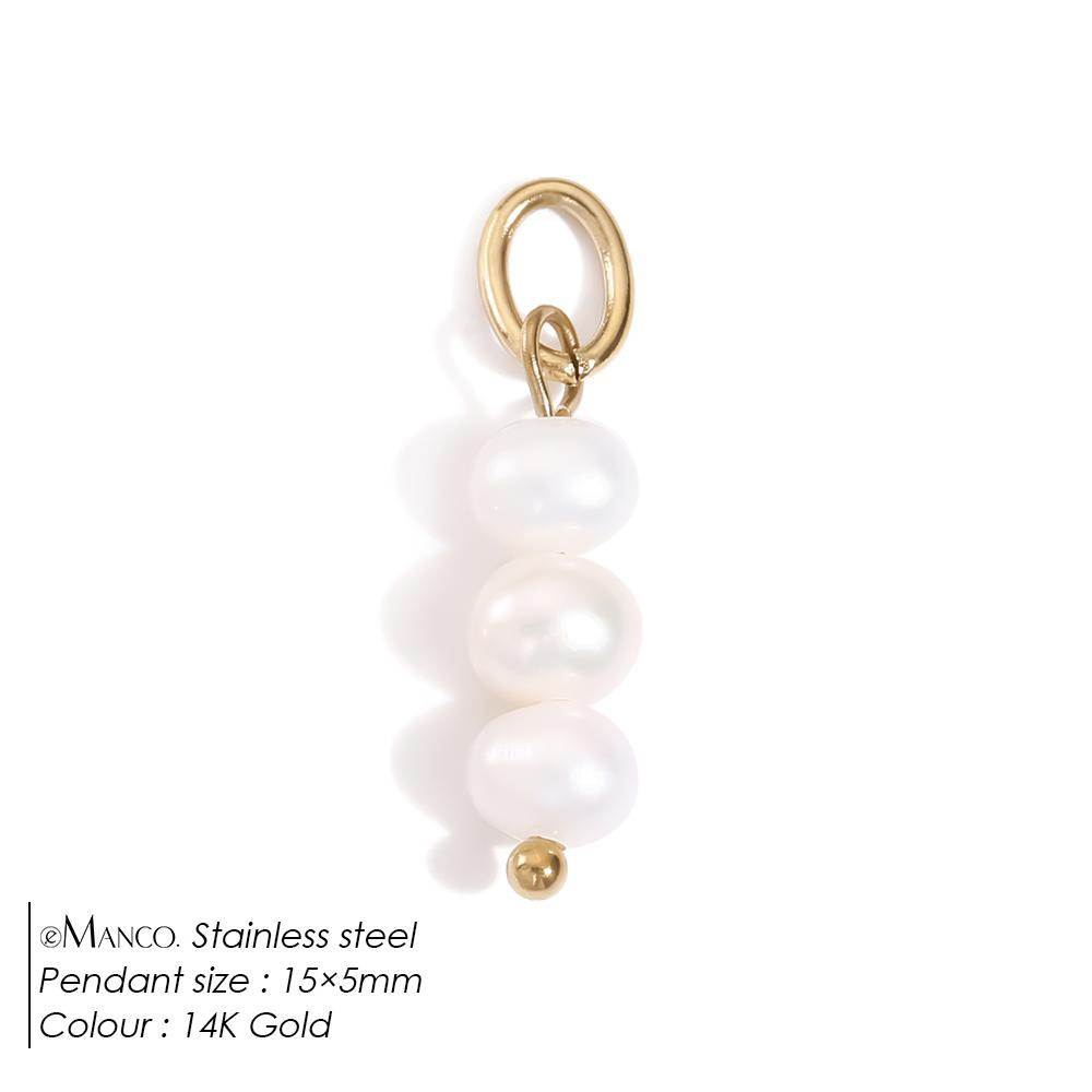 EManco DIY Imitation Pearl Pendants Stainless Steel Charms Gold Plated Jewelry Making Accessories Freshwater Pearl Charm