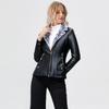 Winter Women's Fleece Leather Jacket Thick Warm PU Leather Jacket Slim Turn Down Collar Flocked Plus Size Leather Coat