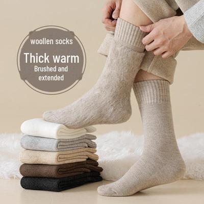 Calzini Invernali da Uomo in Lana Ultra-Spessa - Extra Lunghi, con Velluto Interno, Morbidi e Caldi, Anti-Freddo, Tubo Alto, Calzini da Lavoro Larghi