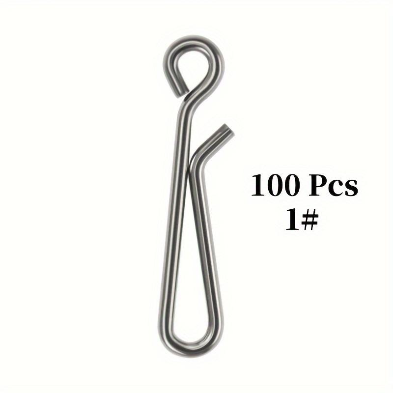100pcs Silvery Stainless Steel Sea Fishing Lure Hanging Pin, Quick Connector Hook, Fishing Gear Buckle