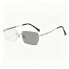 Ultra Light Frameless Photochromic Myopia Glasses Unisex Anti Blue Ray Eyewear Polished Cut Lens for Business Man Daily Wearing
