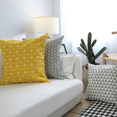 Capa de almofada moderna para sofá, amarelo cinza, algodão, linho, decorativo, capa de almofada, xadrez, geométrica, estampada, decoração de casa