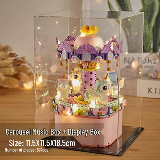 Ferris Wheel & Carousel Music Box: Building Block Toy Gift for Girls, Girlfriends, and Best Friends