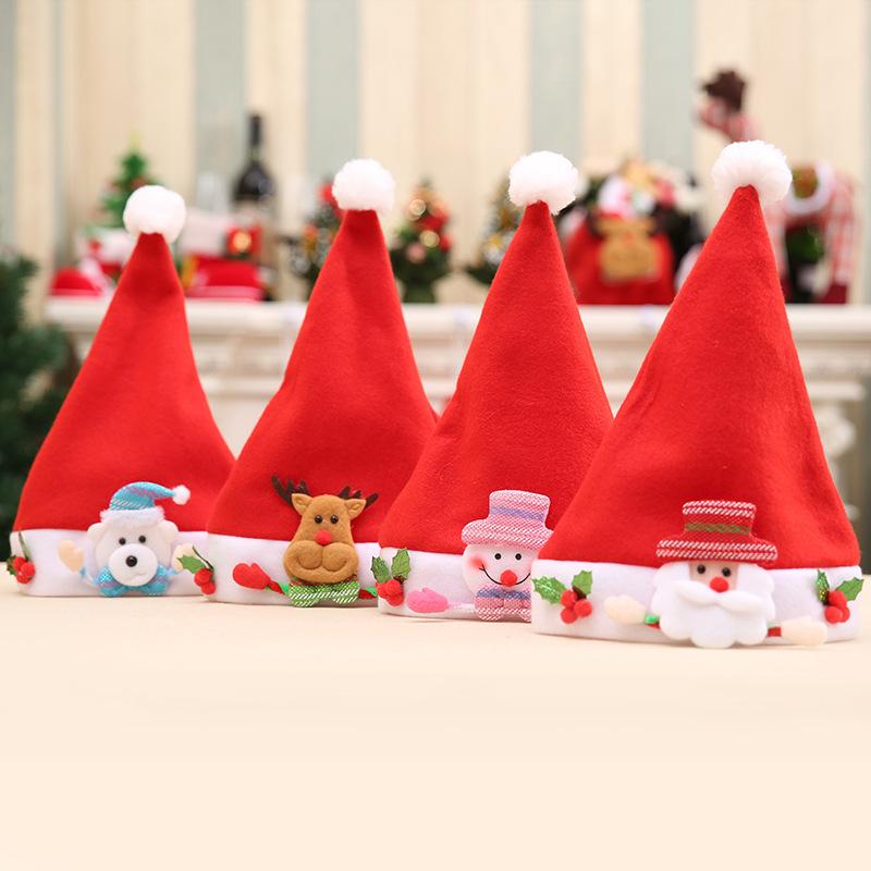 Christmas Decorations Red Children's Fingers Old Man Christmas Hat Christmas Gift Children Cartoon Christmas Hat Handmade