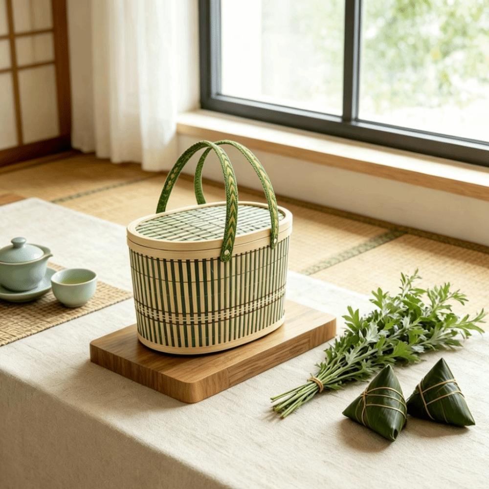 Natural Bamboo Basket Vintage Bread Storage Basket Bread Organizer Moon Cake Box Wedding Party