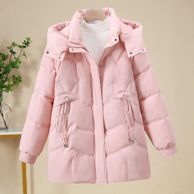 Popular New Coat down Cotton-Padded Coat for Women Winter Korean Style Loose Thickened Slimming Mid Length Long Length Cotton Coat Cotton Jacket