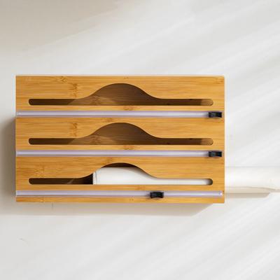Lebensmittel Frischhaltefolienschneider Plastikfolienabroller mit Schiebeschneider Aluminiumfolienabroller Wandmontierter Organizer für Küchenaufbewahrung