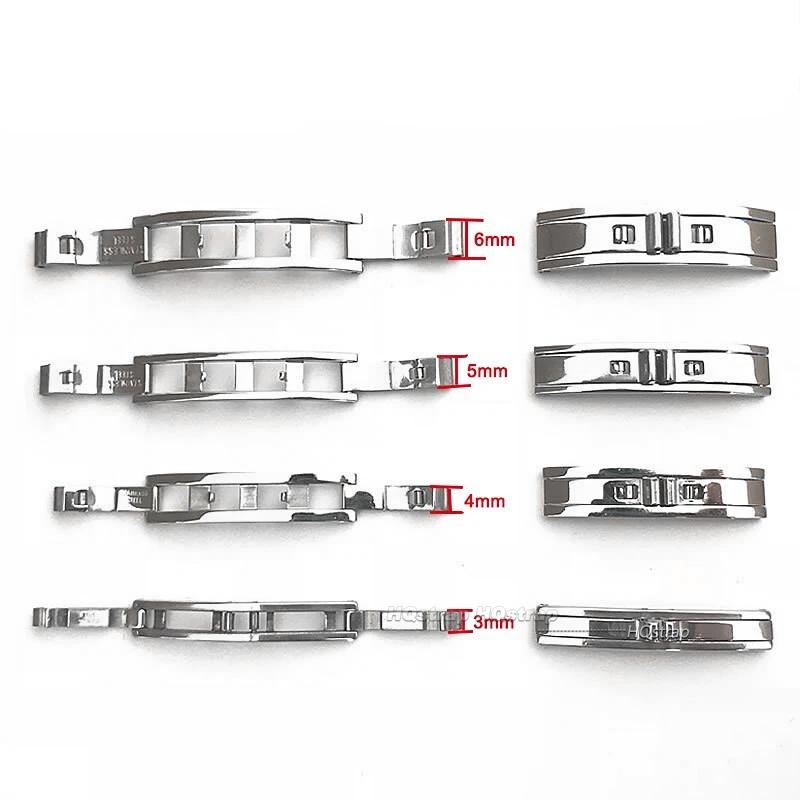 Butterfly Watch Buckle 3mm 4mm 5mm 6mm Stainless Steel Double Pull Folding Clasp Watch Strap Buttons Watchband Buckles