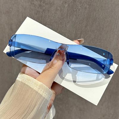 New Frameless Sunglasses Women Retro Trend Glasses For Men Luxury Brand Gradient Anti Blue Light +1.0