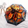 Stained Spider Window Panel, Decorative Artwork for Home or GardenUmbrella, Portable 3-Fold Compact Umbrella,Christmas Gift ES524