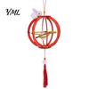 Rotating Ring Lantern DIY Kit for Mid-Autumn Festival, Hollow Wooden Chinese Style with Rabbit, Handmade LED Candle Toy Tassels