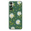 For Samsung Galaxy A16 5G/4G Case White Flowers Green Leaves Pattern Printing Straight Edge TPU Phone Back Cover
