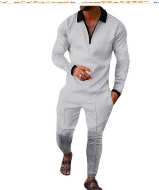 2022 Autumn European & American Men's Sporty Casual Long Sleeve & Long Pants Two-Piece Suit