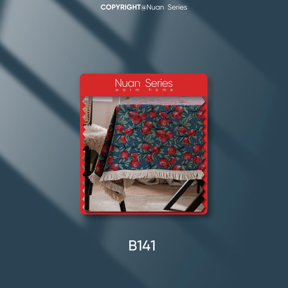 1PC Nuan Series Artistic Jacquard Romantic Style Polyester Tablecloth with Tassels for Dining Table Coffee Table Makeup Table Home Decor