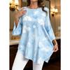 Elegant Plus Size Women's Top, Casual Full-Pattern Asymmetrical Hem, Beautiful