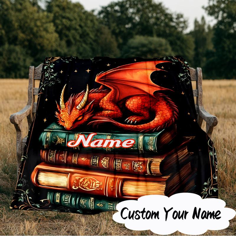 Custom Name Dragon Tales books Blanket  Ideal Bedding Blanket Perfect for Travel, Camping, Living Rooms, Offices, Sofas, Fan Christmas gift