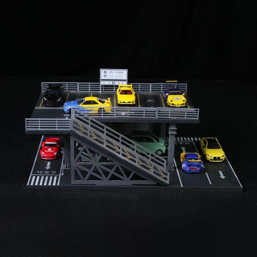 1/64 Parking Lot Diorama Miniature Scene Model Photo Prop Collectible Gift Decorative Showcase