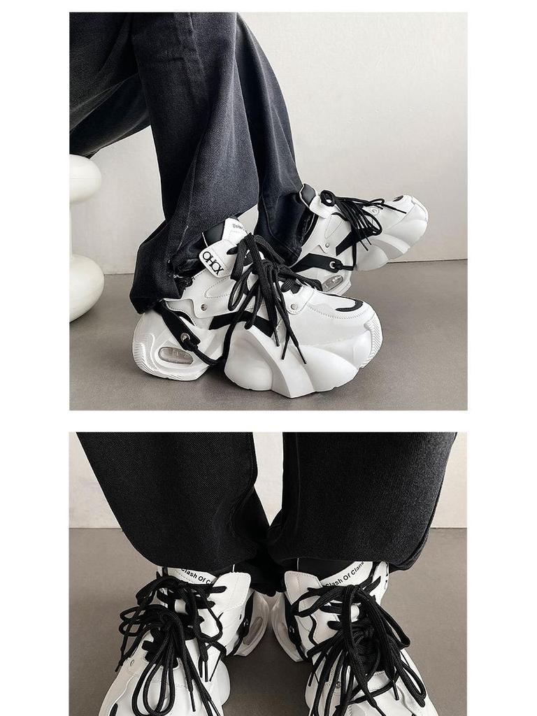 European Trendy Men's Breathable Dad Shoes 2025 - Thick Sole, Height-Increasing Casual Sneakers