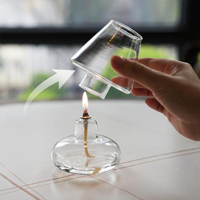 1PC Rustic Oil Lantern with Metal Frame and Glass Shade Durable Glass Candleholder with Protective Shade 13x4.2cm