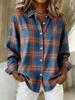 Christmas printed long-sleeved shirt blouse spring new casual loose plus size lapel shirt WG18