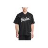 Jordan Flight MVP V-Neck Single-Breasted Letter Print Short Sleeve Baseball Jersey Men Tops Black White FN4663-010