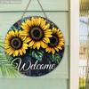 Rustic Wooden Welcome Sign with Sunflowers Pattern - Charming Decorative Plaque  - Ideal for Farmhouse, Front Door Decor - Party Decoration