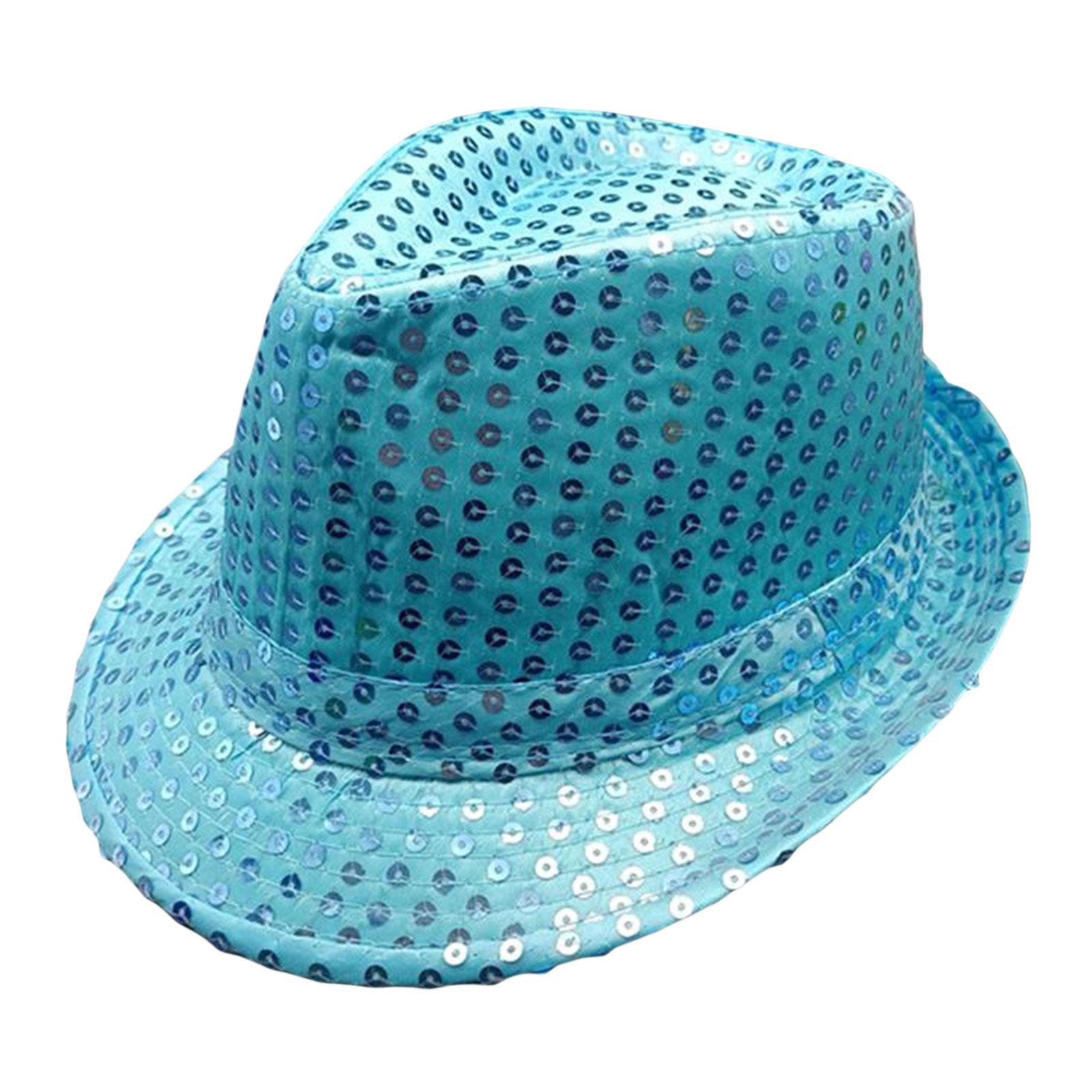 

Мужские и женские джазовые шляпы, украшенные блестками, для выступлений на сцене, для танцев, для вечеринок, для праздников, ковбойские шляпы One Size небесно-голубой