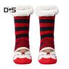 1 Pair Winter Floor Socks Thickened Fuzzy Plush Warmth Retention Christmas Print Leg Warmer Silicone Bottom Fall Winter Floor Socks Holiday Gift