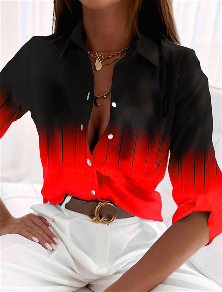 Fashion Gradient Pattern 3D Print Women Long Sleeve Shirts Spring Autumn Holiday Casual Street Ladies Blouse Women's Clothing