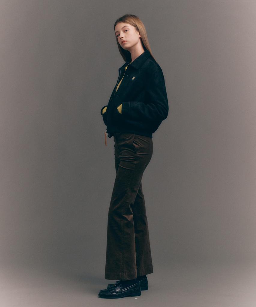 Seteo (W) Soft Corduroy Semi-Flare Pants Brown