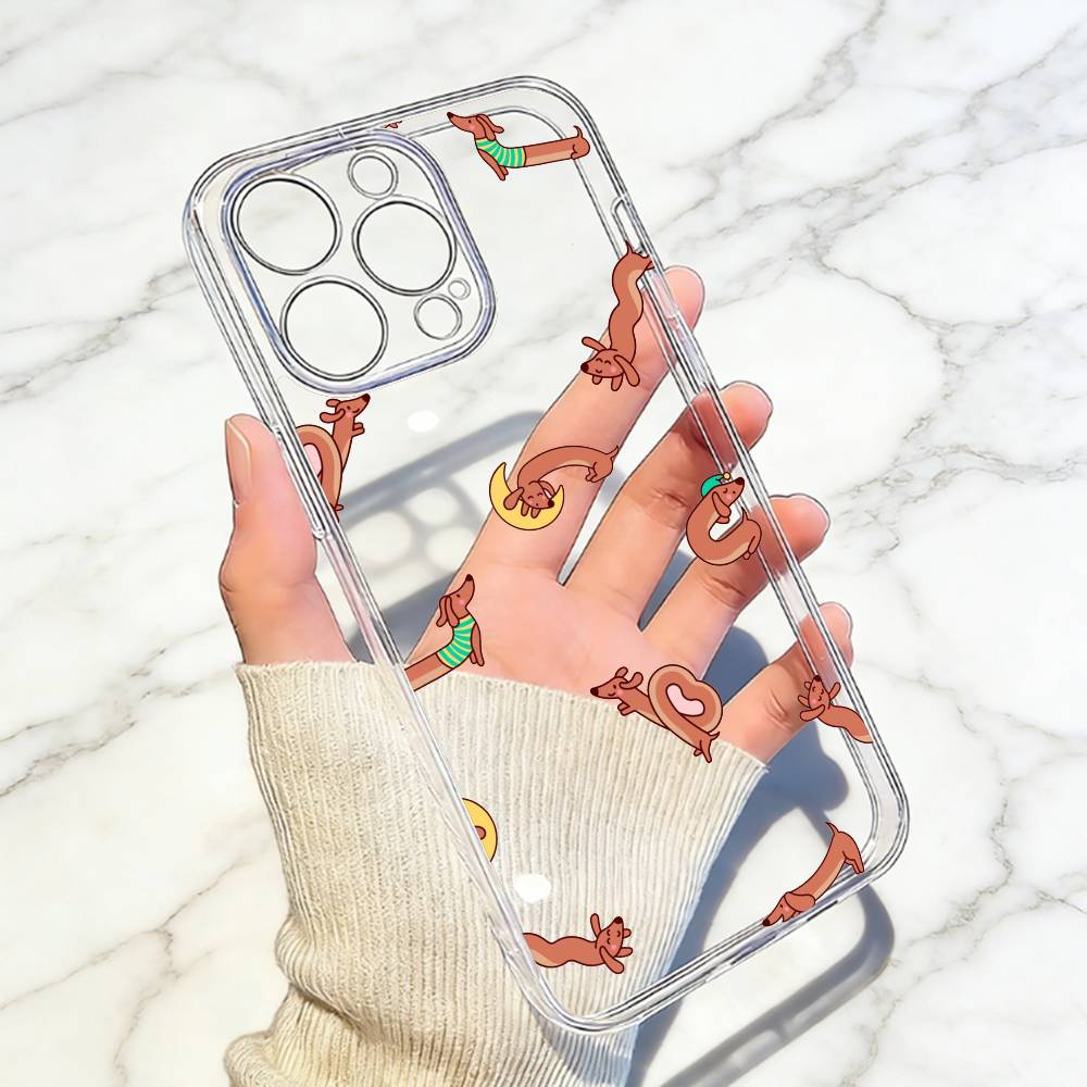 Süßes D-Dackel Bulldogge Handyhülle Transparentes Silikon Weich Für iPhone 17 16 15 14 13 12 11 Mini Pro Max Plus