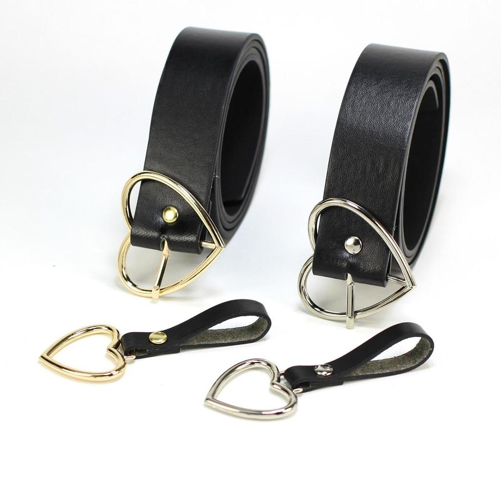 Women Ladies Metal Heart Buckle Belt Leather Jeans Dress Waist Band Belts