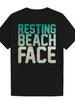 Short Sleeve T-shirt - Black Distressed "Resting Beach Face" Graphic Tee