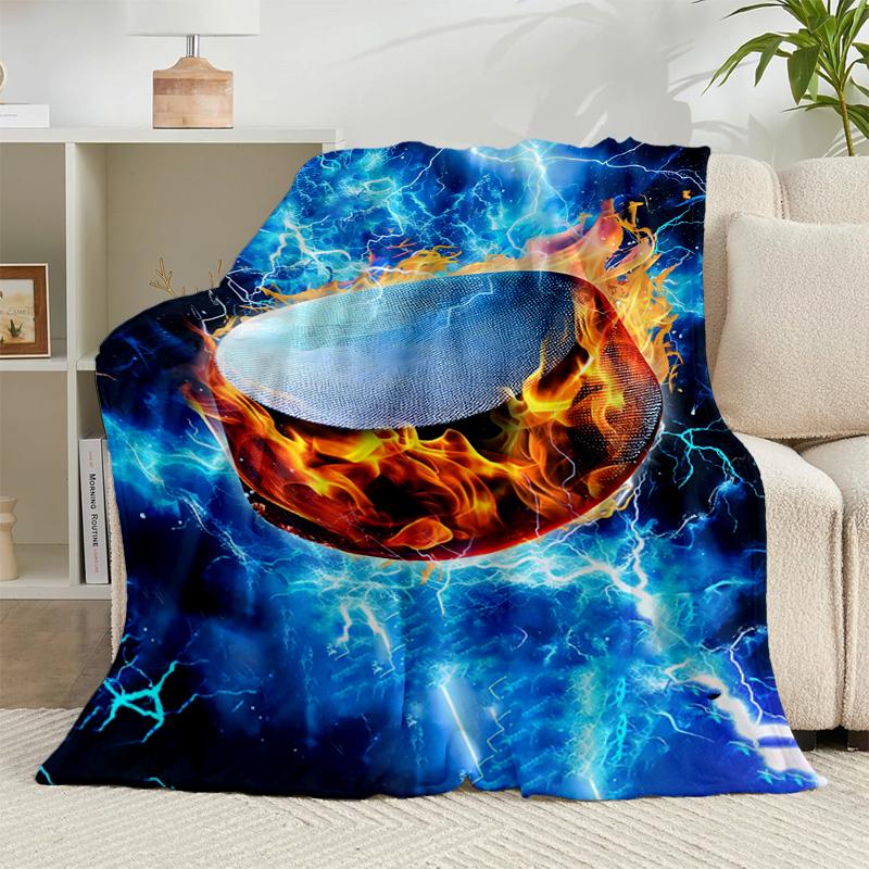 1PC Flaming Football Artwork Flannel Blanket Gift, Suitable for Both Men And Women, Soft Ideal for Beds And Sofa, Birthday Or Christmas Gift