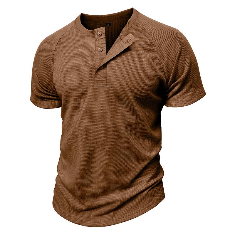 Summer Men s Henley Shirt Fashion Men s Short-sleeved T-shirt Trend Versatile Casual Short-sleeved Tops S