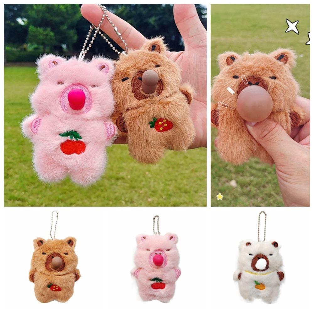 

Fluffy Capybara Plush Keychain Cartoon Capybara Doll Keyring Car Keys Accessories