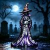 Tabletop Halloween Accent Witch Figurine  Resin Black Cat Statue with Pumpkin  Retro Party Supplies Sculpture  Gothic Ornament for Display And