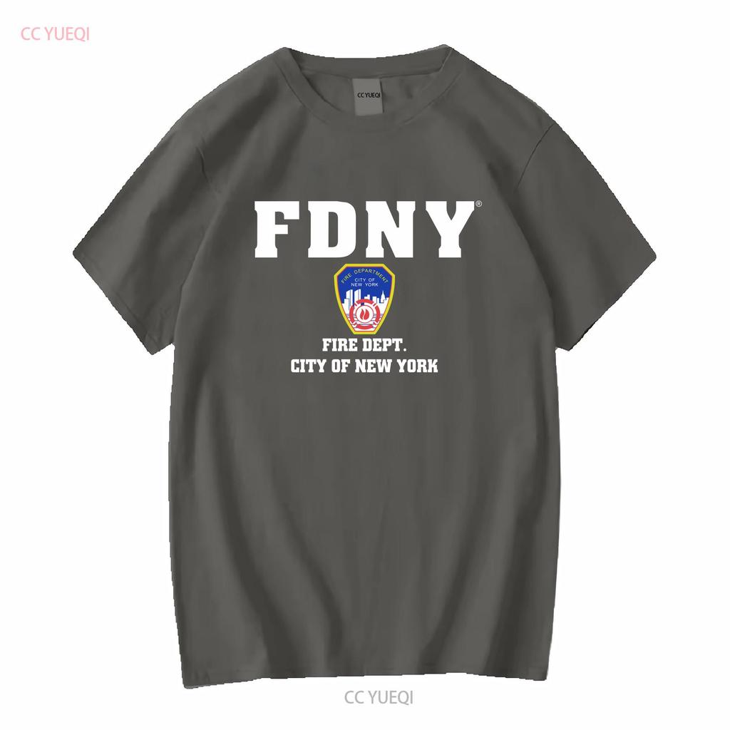 NYC Fire T Shirt Vintage Blue large department New York City Y2k long or short sleeves vintage Washed streetwear Stylish