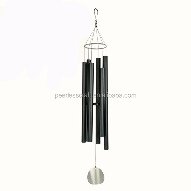 28\" Eco-Friendly Black Garden Decoration Music Wind Chime with 6 Tubes Home Decor Wind Chime
