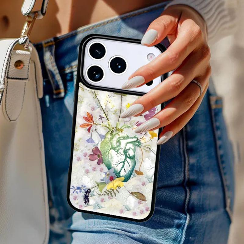 Vintage Anatomy Heart Cardiac Brain Nurse Phone Case For iPhone 17 Air 14 15 13 12 Max Cover For Apple 16e 11 Pro Max Plus Coque