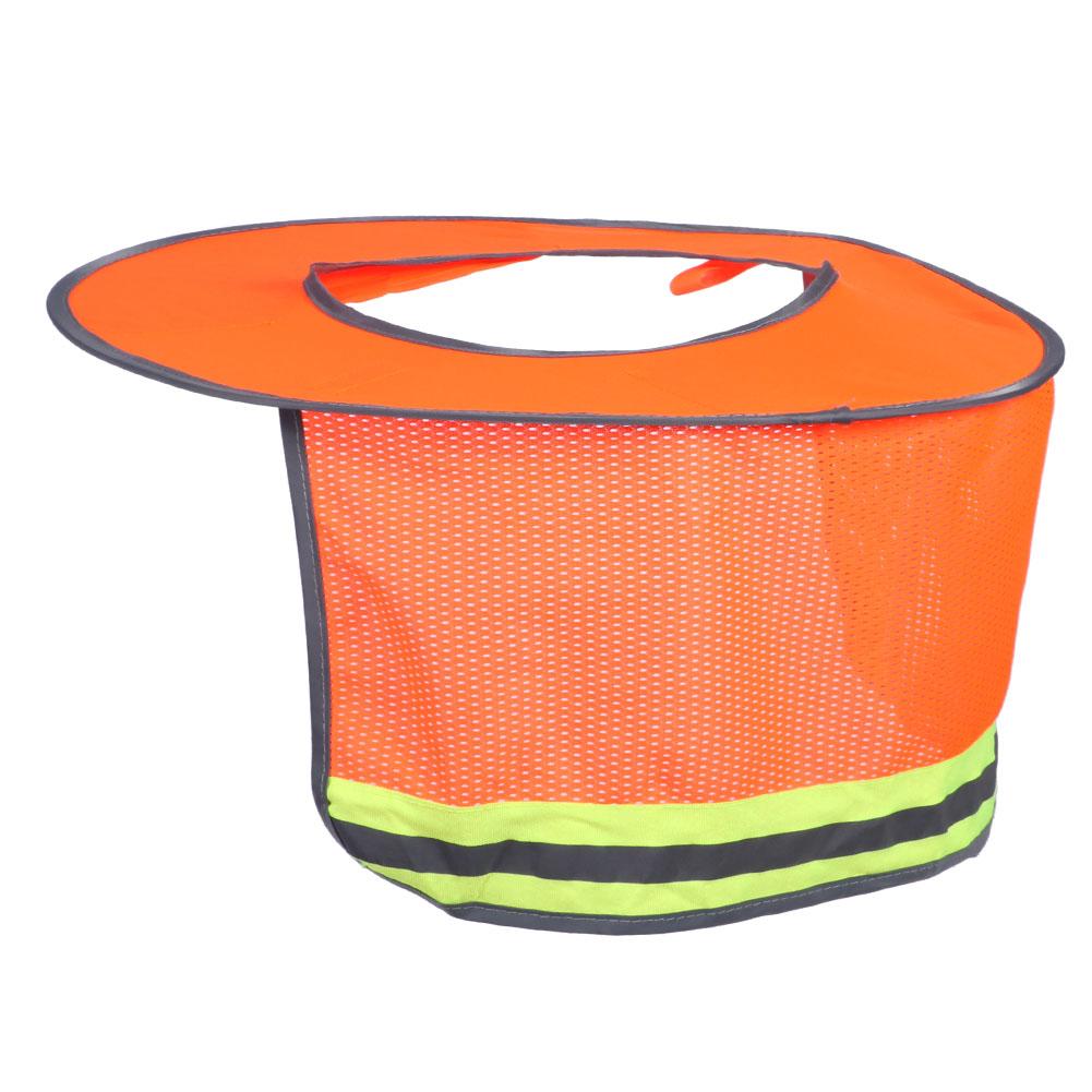 Summer Outdoor Sunscreen Breathable Safety Helmet Shade Neck Protective Cover Shield Orange