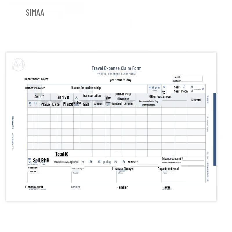 Xima A4 Landscape Travel Expense Reimbursement Forms, 5-Pack