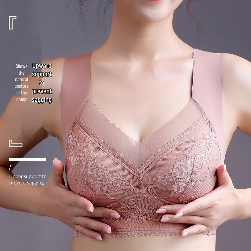 884 Lace Seamless Push-Up Bra for Women - Wirefree, Anti-Sag, Plus Size, Breathable, Thin Vest Design