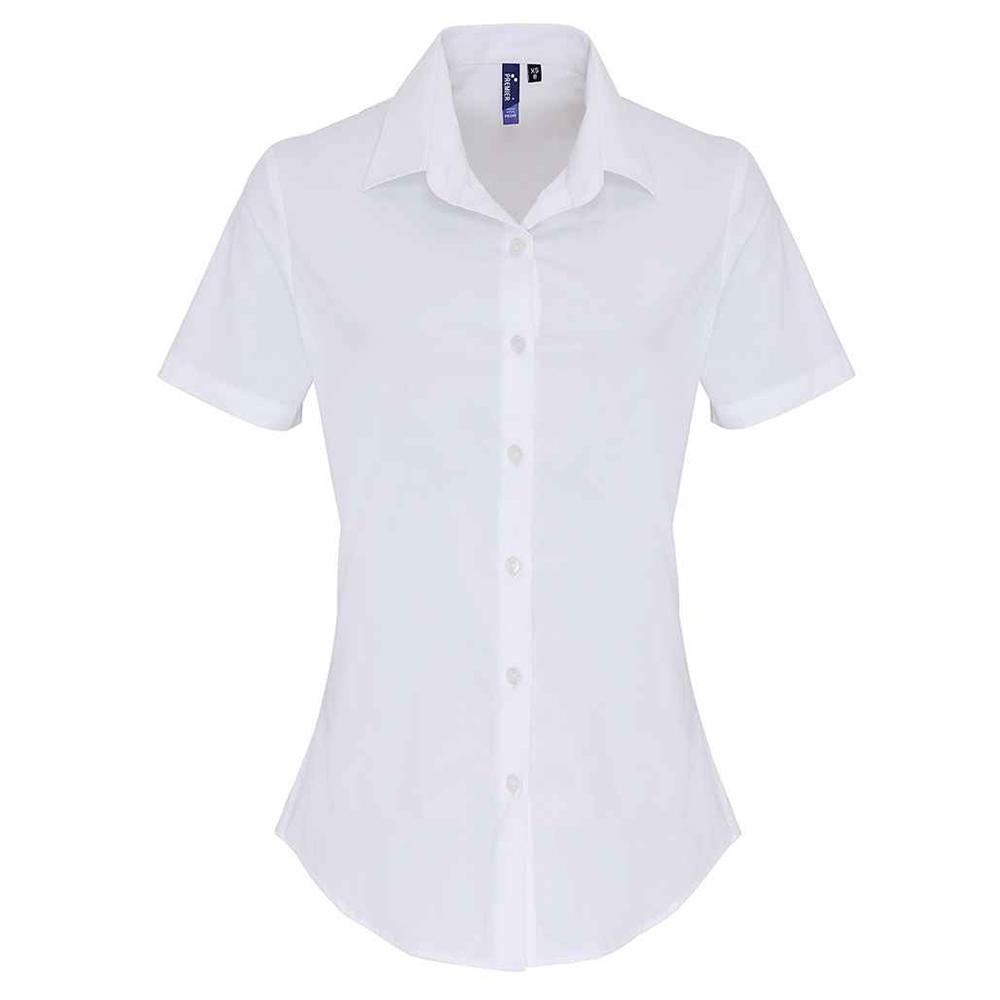 Premier Womens/Ladies Cotton Poplin Stretch Short-Sleeved Shirt