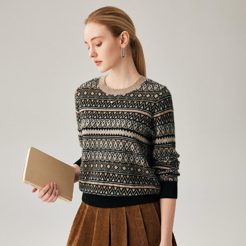 Zhaojun Women's Thick Fair Isle Cashmere Knit Sweater