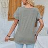 Damen Rundhals-Oberteil Lässiges Patchwork Einfarbiges Lockeres T-Shirt